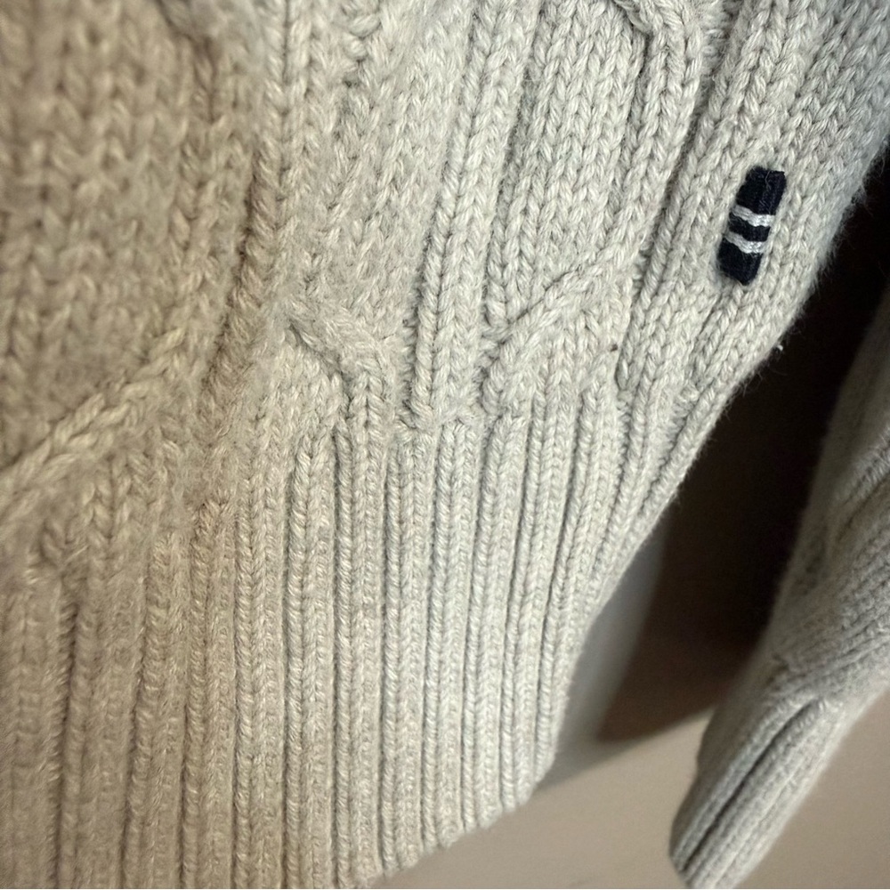 Nautica Light Gray Cable Knit‎ Crewneck Pullover Sweater Fisherman Men’s XL - Picture 5 of 9